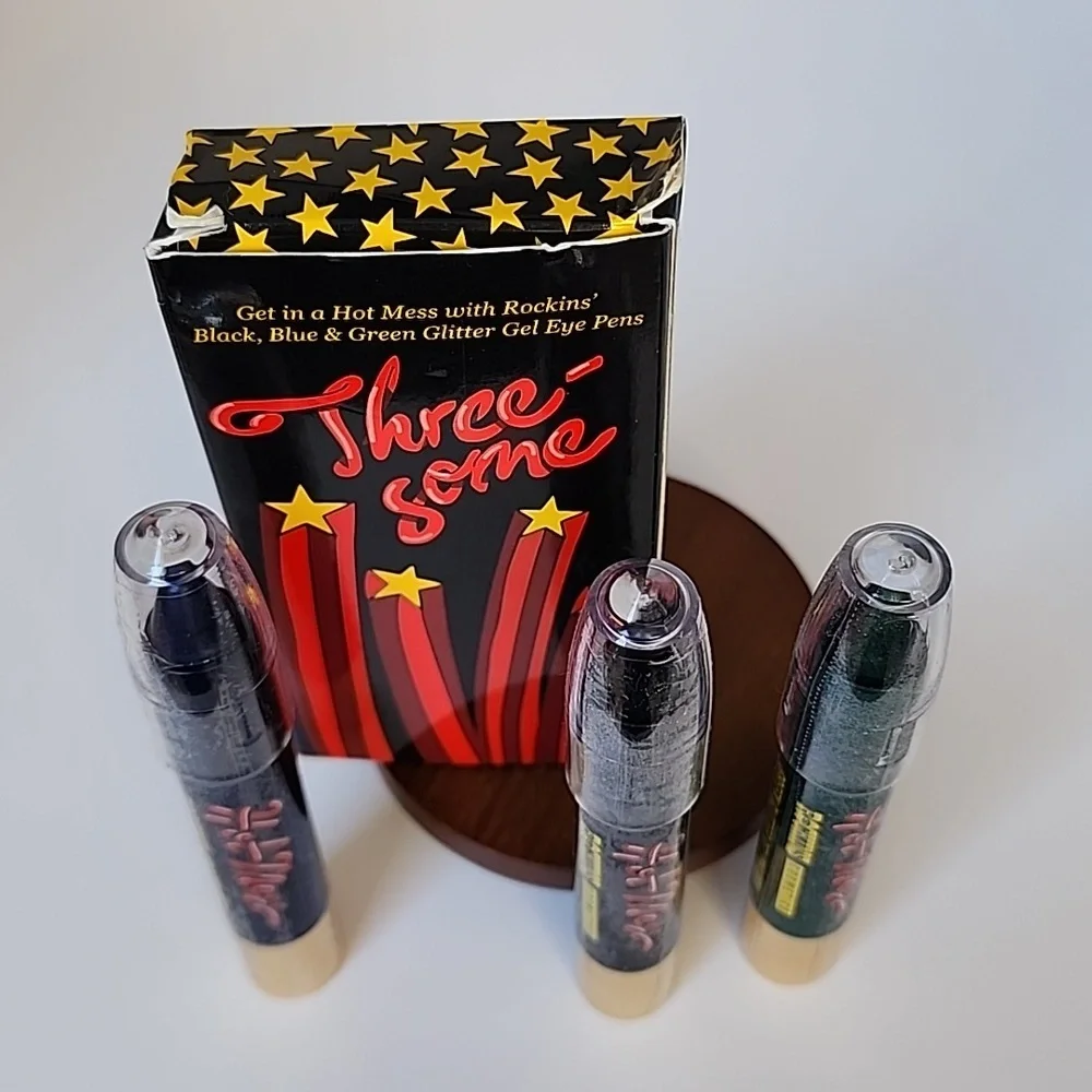 Rockins Cosmetics Hot Mess Threesome Glitter Gel Eye Pens - Black, Green, & Blue